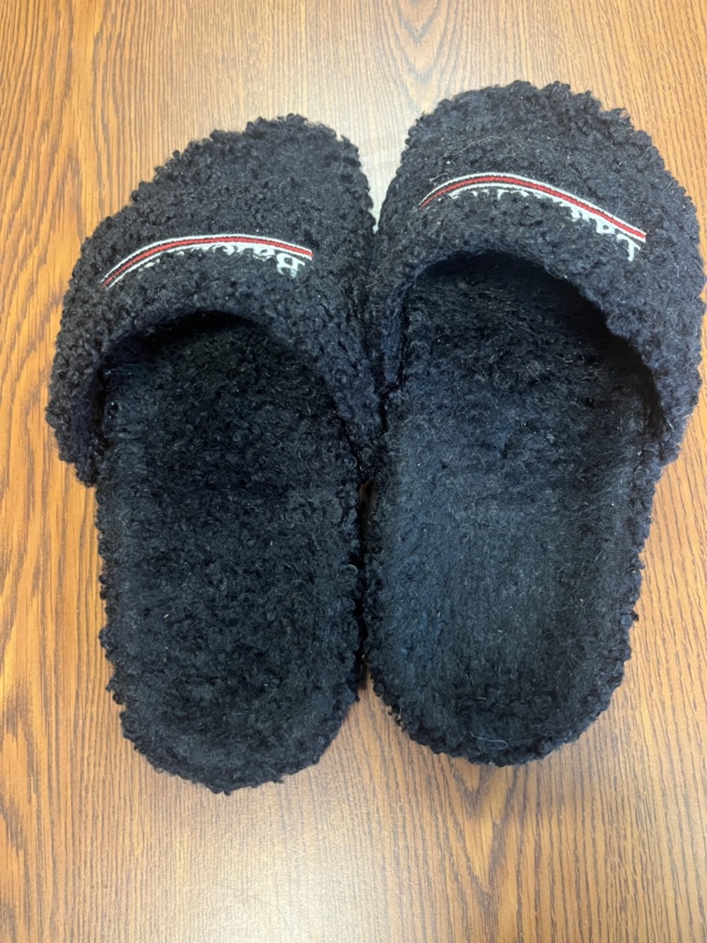 Balenciaga Black Fuzzy Logo Slide Slippers with Dust Bag - Picture 5 of 5